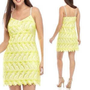 NWT Crown & Ivy Yellow Lace Spaghetti Strap Dress Size 8
